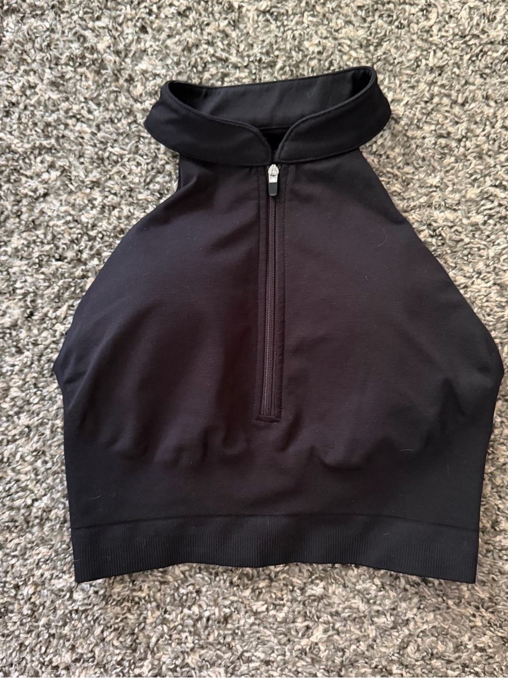 Alphalete Black Halter Zip Crop Top